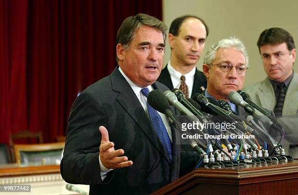 Billy Tauzin, R-LA., and James Greenwood, R-PA., during a press conference on the congressional inquiry into Martha Stewart's controversial sale of...