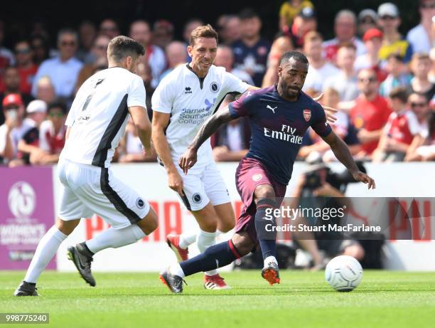 Alex Lacazette of Arsenal during the pre-season friendly between Boreham Wood and Arsenal at Meadow Park on July 14, 2018 in Borehamwood, England.