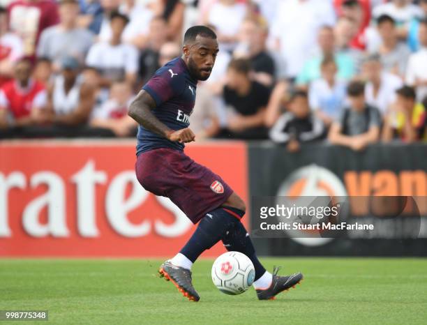 Alex Lacazette of Arsenal during the pre-season friendly between Boreham Wood and Arsenal at Meadow Park on July 14, 2018 in Borehamwood, England.