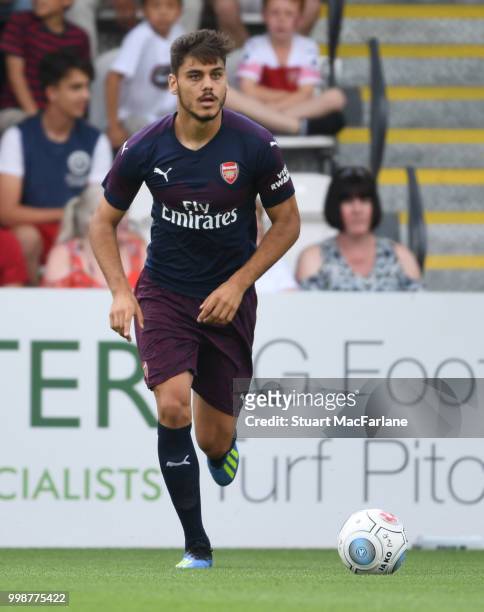 Konstantinos Mavropanos of Arsenal during the pre-season friendly between Boreham Wood and Arsenal at Meadow Park on July 14, 2018 in Borehamwood,...