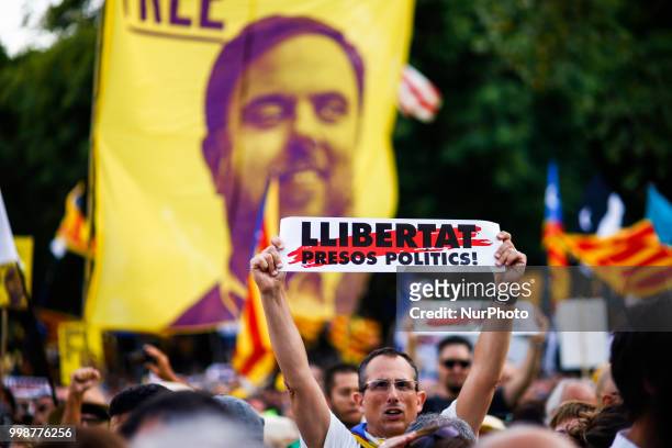 People claiming freedom for political prisoners during the demonstration of Independence political parties and independence assosiations against the...