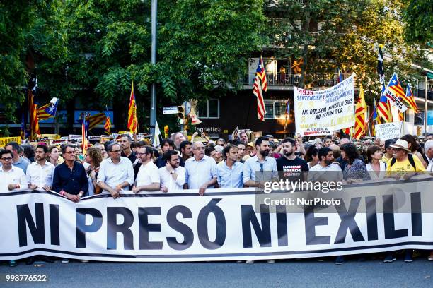 Demonstration of Independence political parties and independence assosiations against the catalan political prisoners and exiled by Spanish judges in...