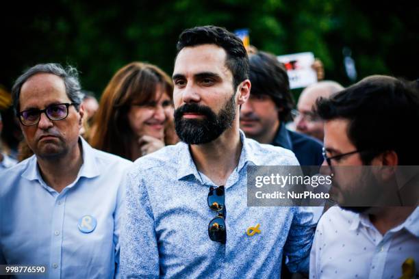 Roger Torrent president of Catalan Parliament during the demonstration of Independence political parties and independence assosiations against the...