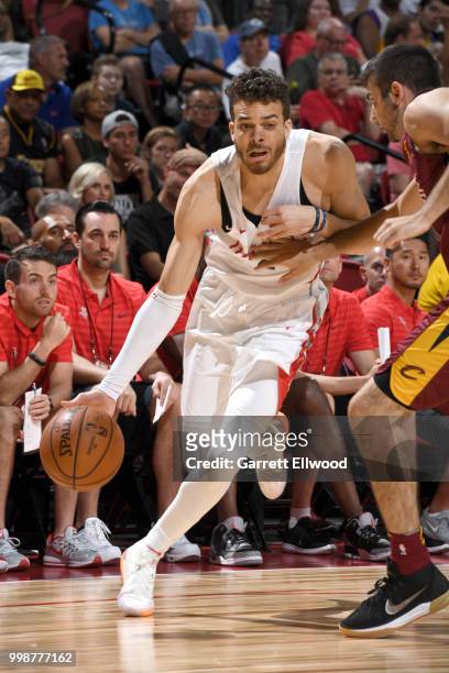 Hunter of the Houston Rockets handles the ball against the Cleveland Cavaliers during the 2018 Las Vegas Summer League on July 14, 2018 at the Thomas...