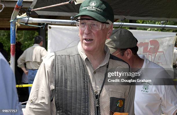 Mike Thompson enjoys a brake in the action during the 10th Annual Great Congressional Shoot-Out at Prince George's Shooting Center in Glenn Dale,...