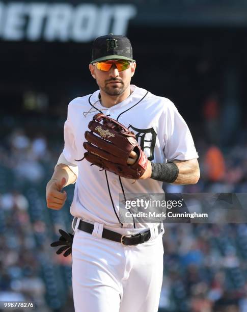 Nicholas Castellanos of the Detroit Tigers looks on during the game against the Chicago White Sox at Comerica Park on May 26, 2018 in Detroit,...