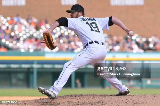 Louis Coleman of the Detroit Tigers pitches during the game against the Chicago White Sox at Comerica Park on May 26, 2018 in Detroit, Michigan. The...
