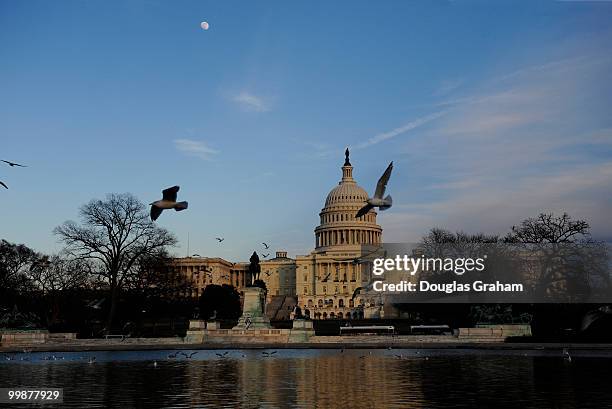 The U.S. Capitol sits quiet before the arrival of President Barack Obama to make his State of the Union address to the members of Congress in the...