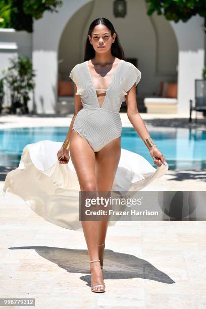 Model walks the runway at Gottex Cruise 2019 Runway Show on July 14, 2018 in Miami Beach, Florida.