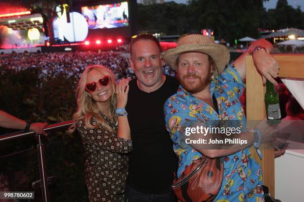 Emma Bunton, Chris Moyles and Leigh Francis attends as Barclaycard present British Summer Time Hyde Park at Hyde Park on July 14, 2018 in London,...