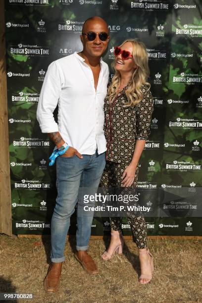 Emma Bunton and Jade Jones attend as Barclaycard present British Summer Time Hyde Park at Hyde Park on July 14, 2018 in London, England.