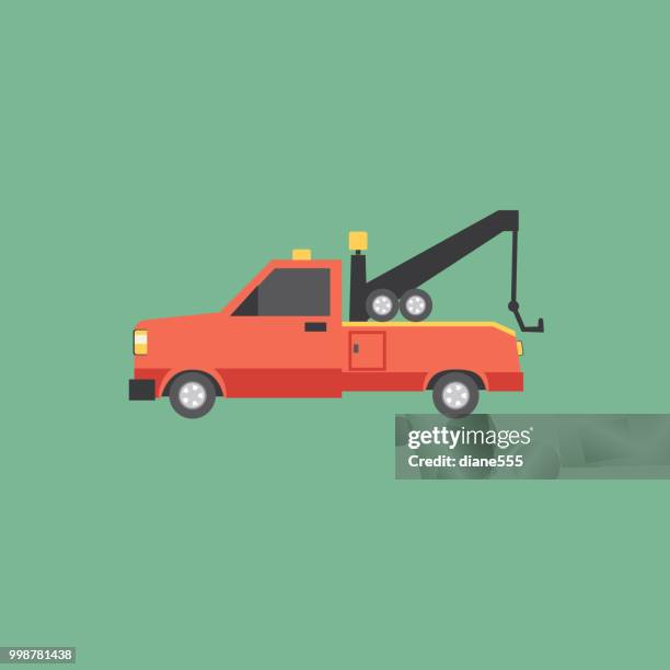 flat design auto insurance icons - towing stock illustrations