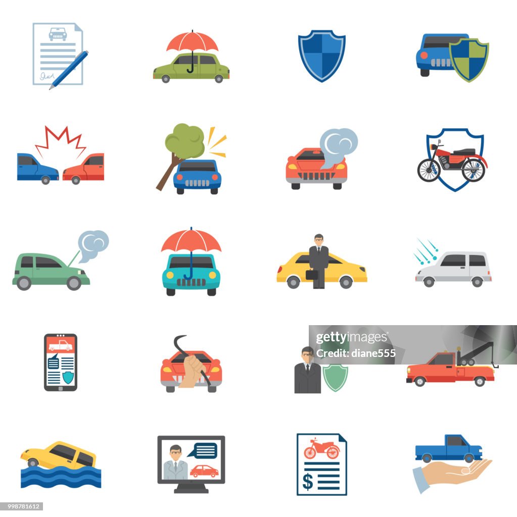 Flat design Auto Insurance Icons