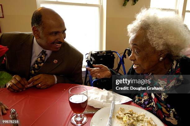 Lt. Governor of the State of Maryland, Michael S. Steele talks with Ms. Georgette Powell. While visiting St. Paul Senior Living Center in Capitol...