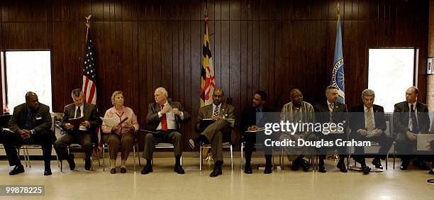 Maryland Lt. Governor, Michael S. Steele seated in the middle during a town hall meeting at Morningside Volunteer Fire Hall with the governor's...