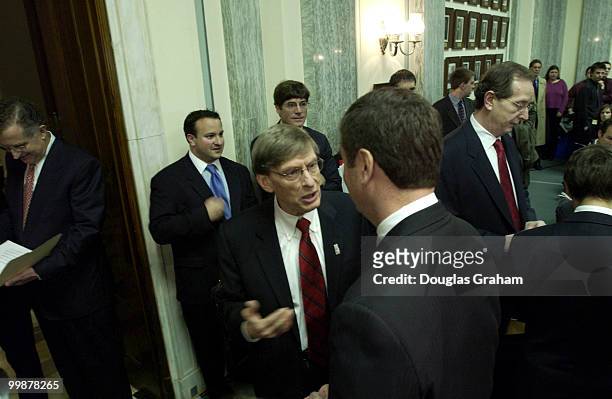 Bud Selig, commissioner, Major League Baseball talks with George Allen, R-VA., before the start of the Senate Commerce, Science and Transportation...