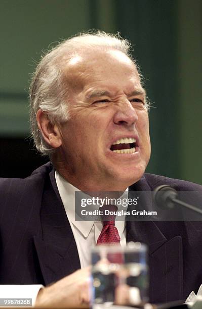 Joseph Biden, D-DE., makes a heated opening statement during the Senate Commerce, Science and Transportation Committee Steroid Use Full committee...