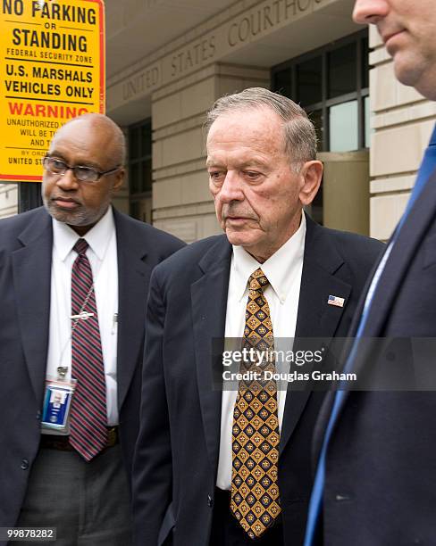 Sen. Ted Stevens, R-Alaska, leaves federal court in Washington on Wednesday, Oct. 9, 2008.