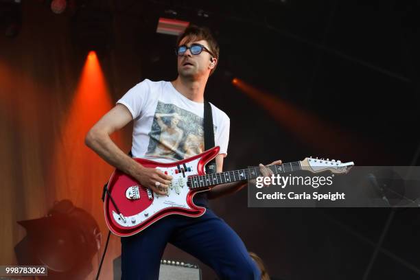 Justin Young of The Vaccines performs on Main Stage at Latitude Festival in Henham Park Estate on July 14, 2018 in Southwold, England.