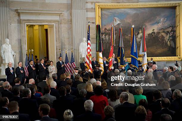 The color guard enters at the tribute in celebration of the Bicentennial of Abraham Lincoln's birth in the Rotunda of the U.S. Capitol February 12,...
