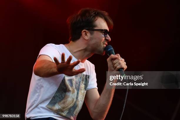 Justin Young of The Vaccines performs on Main Stage at Latitude Festival in Henham Park Estate on July 14, 2018 in Southwold, England.