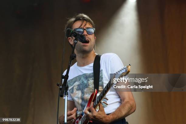 Justin Young of The Vaccines performs on Main Stage at Latitude Festival in Henham Park Estate on July 14, 2018 in Southwold, England.