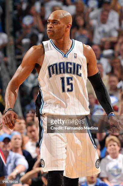 Vince Carter of the Orlando Magic walks up court in Game One of the Eastern Conference Semifinals against the Atlanta Hawks during the 2010 Playoffs...