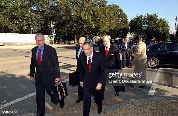 Senator Mitch McConnell, R-KY and his legal team, Ken Star, Jan Baran and Floyd Abrams make their way to the U.S. Supreme Court for oral arguments in...