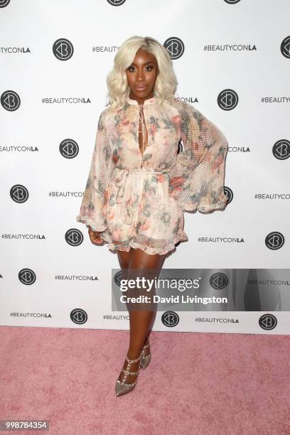 Jackie Aina attends the Beautycon Festival LA 2018 at the Los Angeles Convention Center on July 14, 2018 in Los Angeles, California.