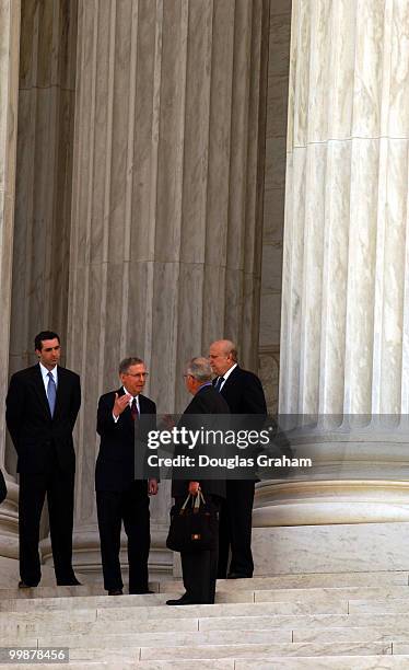 Senator Mitch McConnell, R-KY and his legal team, Ken Star and Floyd Abrams make their way to a press conference at the U.S. Supreme Court during...