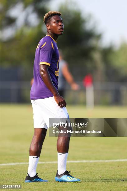 Aaron Leya Iseka of Toulouse during a friendly match between Toulouse and Ajaccio on July 14, 2018 in Toulouse, France.