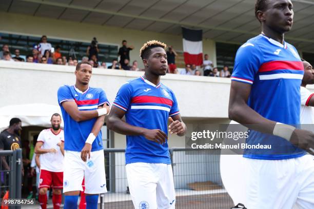 Aaron Leya Iseka of Toulouse during a friendly match between Toulouse and Ajaccio on July 14, 2018 in Toulouse, France.