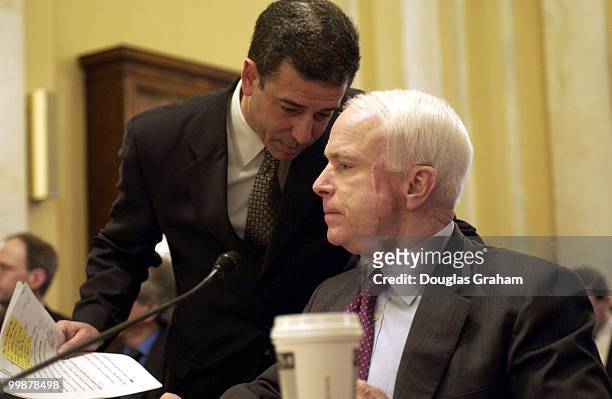 Russell Feingold, D-Wis., and John McCain, R-Ariz. Talk before the start of the Senate Rules and Administration CommitteePolitical Organization Tax...