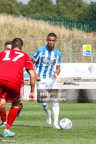 Tom Ince of Huddersfield Town during the pre-season friendly between Accrington Stanley and Huddersfield Town at The Crown Ground,on July 14, 2018 in...