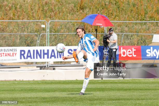 Michael Hefele of Huddersfield Town during the pre-season friendly between Accrington Stanley and Huddersfield Town at The Crown Ground,on July 14,...