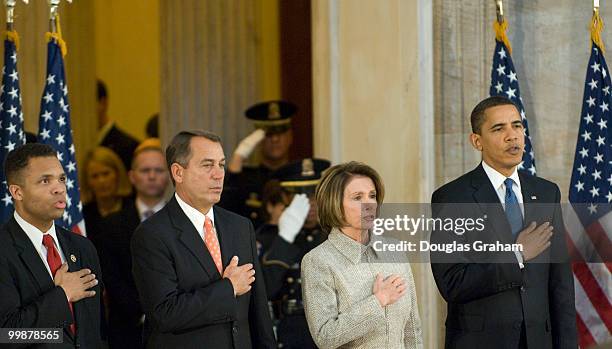 Jesse Jackson, D-IL., John Boehner, R-OH., Speaker of the House Nancy Pelosi, D-CA., and President Barack Obama during the tribute in celebration of...