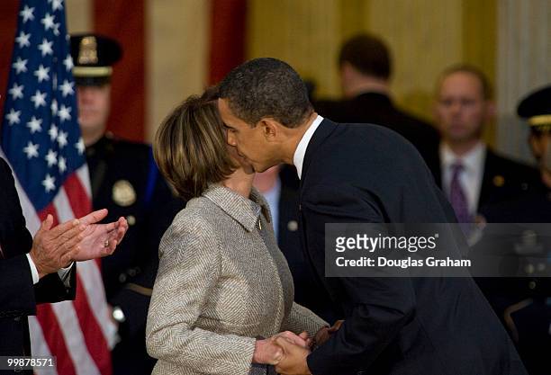 Speaker of the House Nancy Pelosi, D-CA., and President Barack Obama during the tribute in celebration of the Bicentennial of Abraham Lincoln's birth...