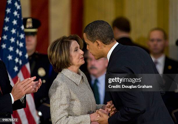 Speaker of the House Nancy Pelosi, D-CA., and President Barack Obama during the tribute in celebration of the Bicentennial of Abraham Lincoln's birth...