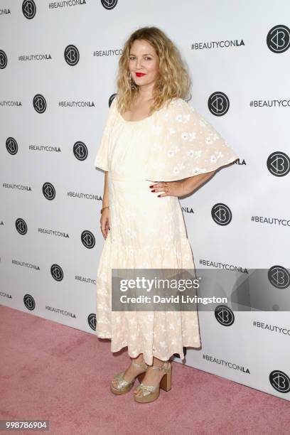 Drew Barrymore attends the Beautycon Festival LA 2018 at the Los Angeles Convention Center on July 14, 2018 in Los Angeles, California.