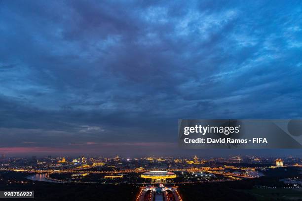 General view of the Luzhniki stadium ahead of the Russia 2018 FIFA World Cup Final match between France and Croatia on July 14, 2018 in Moscow,...
