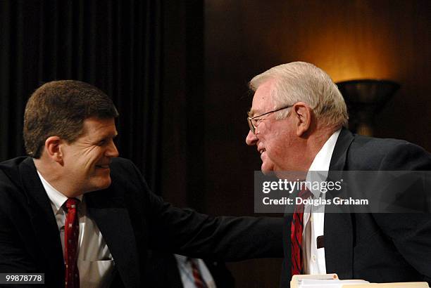 Deputy Attorney General Paul McNulty and former Attorney General Edwin Meese, chairman, Center for Legal and Judicial Studies at The Heritage...