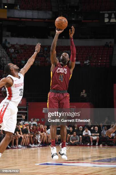 Jamel Artis of the Cleveland Cavaliers shoots the ball against the Houston Rockets during the 2018 Las Vegas Summer League on July 14, 2018 at the...