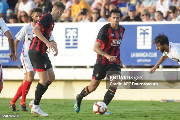 Charlie Daniels of Bournemouth controls the ball during AFC Bournemouth v Sevilla, pre-season friendly, at La Manga Club Football Centre on July 14,...