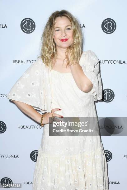 Drew Barrymore attends the Beautycon Festival LA 2018 at the Los Angeles Convention Center on July 14, 2018 in Los Angeles, California.