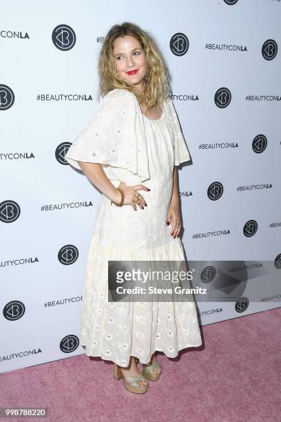 Drew Barrymore attends the Beautycon Festival LA 2018 at the Los Angeles Convention Center on July 14, 2018 in Los Angeles, California.
