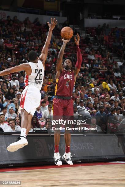 Jamel Artis of the Cleveland Cavaliers shoots the ball against the Houston Rockets during the 2018 Las Vegas Summer League on July 14, 2018 at the...