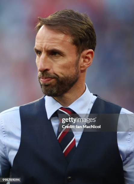 England manager Gareth Southgate is seen during the 2018 FIFA World Cup Russia 3rd Place Playoff match between Belgium and England at Saint...