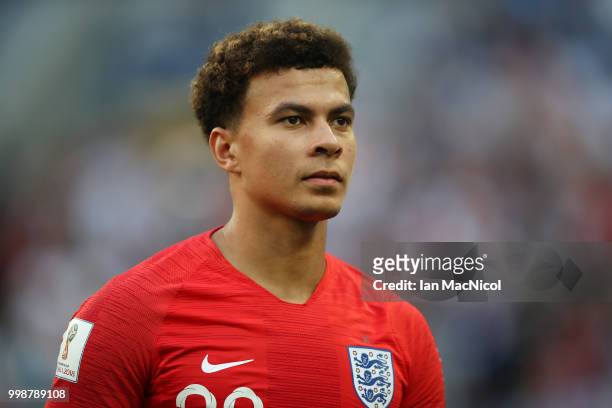 Dele Alli of England is seen during the 2018 FIFA World Cup Russia 3rd Place Playoff match between Belgium and England at Saint Petersburg Stadium on...