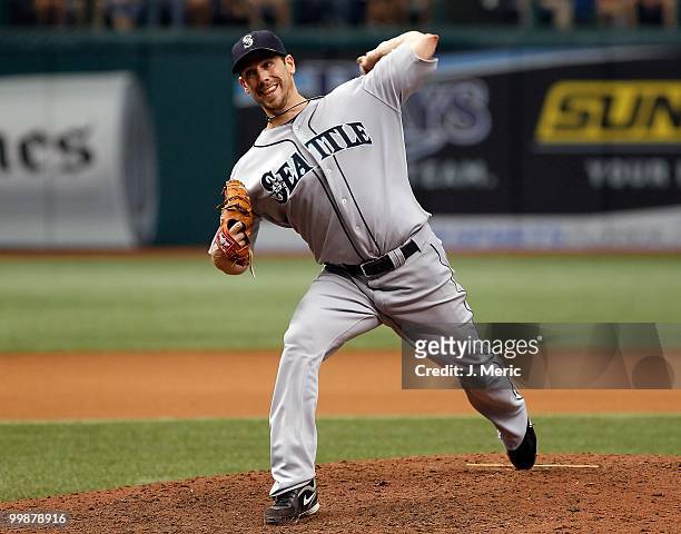 Pitcher Cliff Lee of the Seattle Mariners pitches against the Tampa Bay Rays during the game at Tropicana Field on May 16, 2010 in St. Petersburg,...