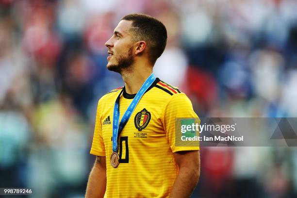 Eden Hazard of Belgium is seen during the 2018 FIFA World Cup Russia 3rd Place Playoff match between Belgium and England at Saint Petersburg Stadium...